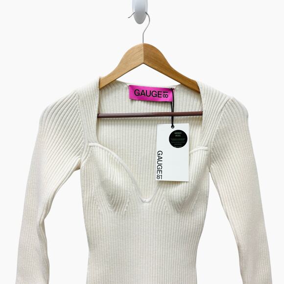 NWT Gauge81 White Wool Blend Mija Ribbed Mini‎ Dress Size Small $660 - Picture 6 of 13